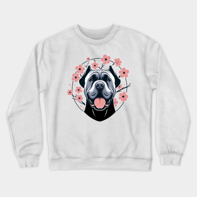 Cane Corso Revels in Spring's Cherry Blossoms Splendor Crewneck Sweatshirt by ArtRUs